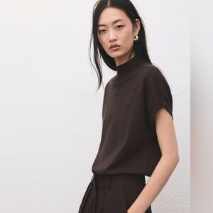 Mango Brown Short-Sleeve Sweater